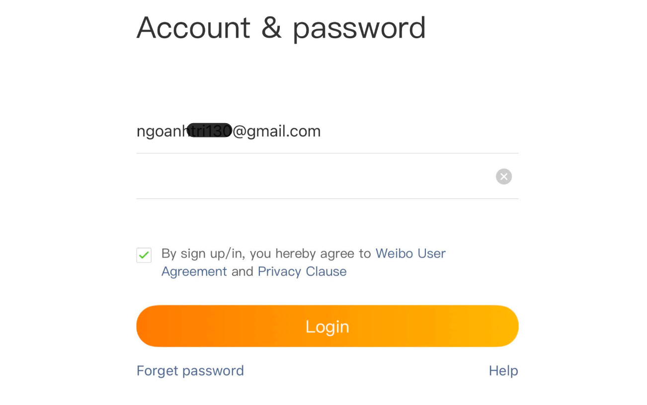 tạo tài khoản weibo bằng gmail