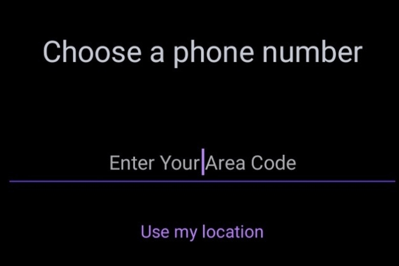 Bước 3: Sau đó bạn nhập mã vùng vào ứng dụng TextNow.