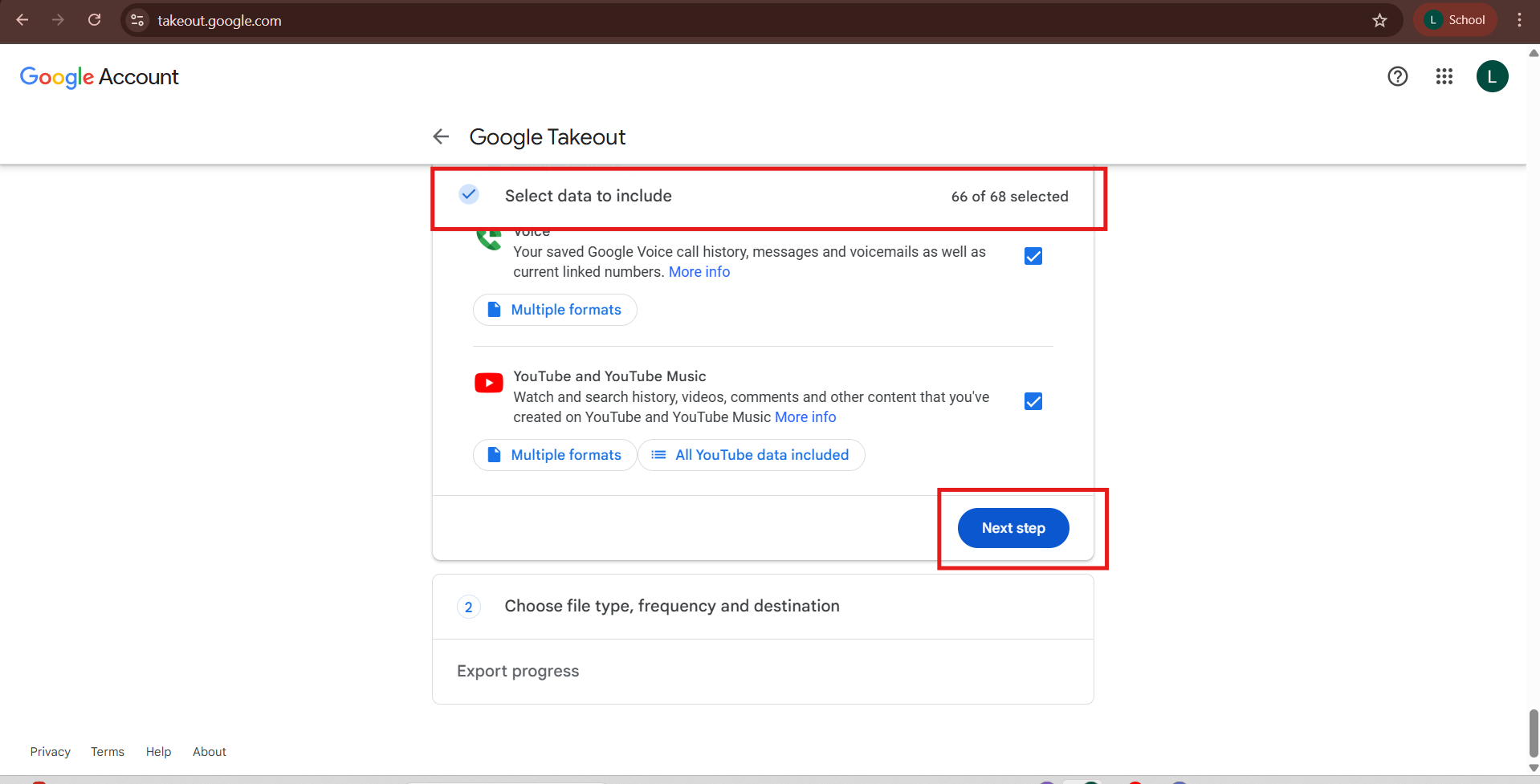 Dùng Google Takeout