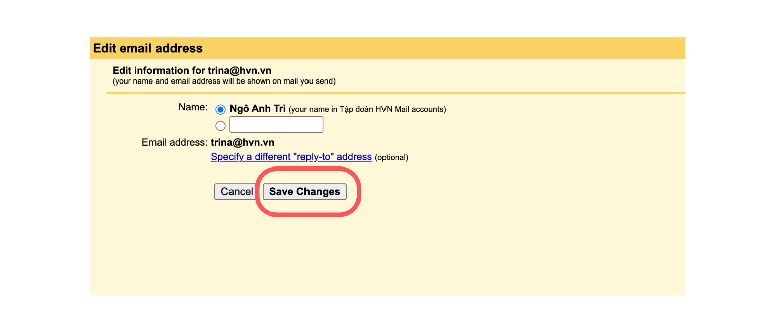 có đổi tên gmail được không