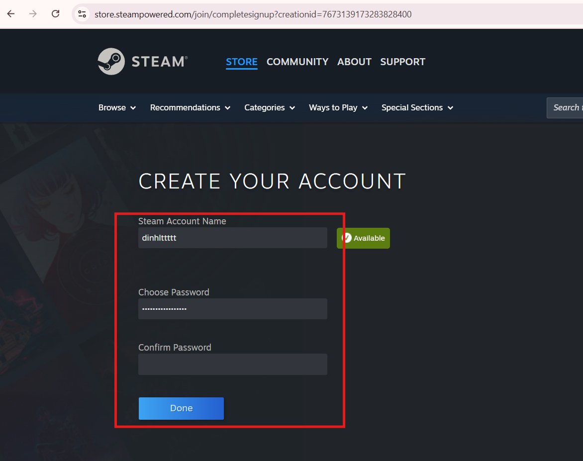 Tạo tài khoản Steam trên điện thoại