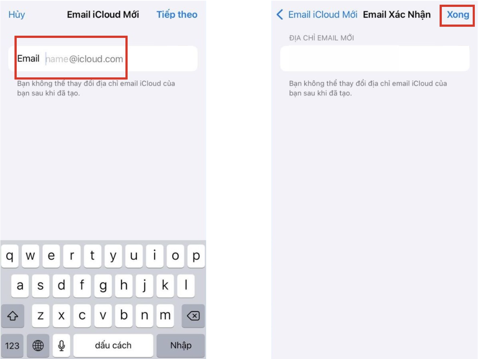 Tạo email iCloud mới