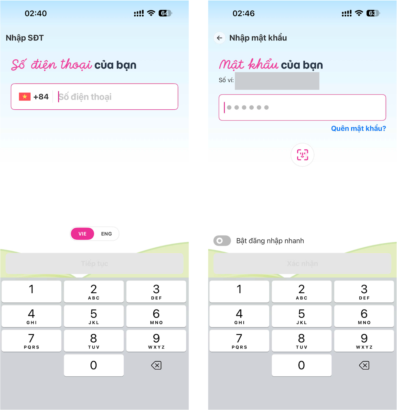 Quy trình chuẩn khi Momo đăng nhập